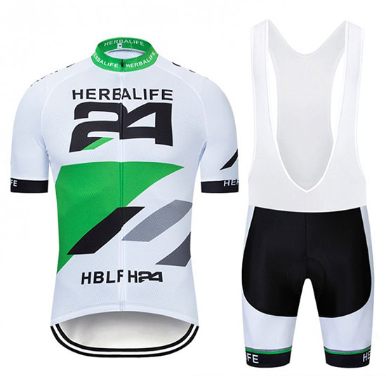 2019 Maillot Herbalifr 24 Tirantes Mangas Cortas Blanco Verde